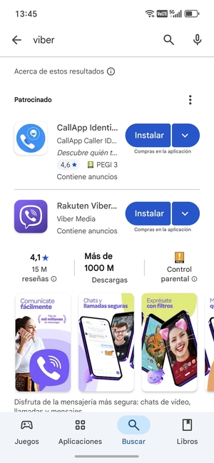 Seleccione la aplicación