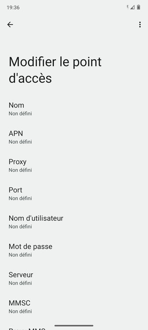 Saisissez les informations Internet