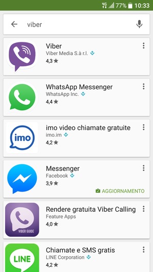 Seleziona l'applicazione