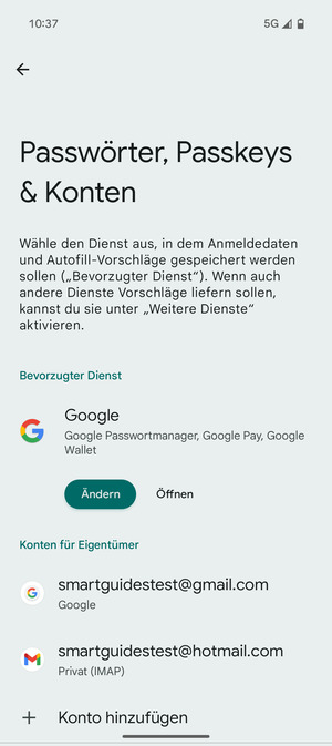 Wählen Sie Ihr Google Konto