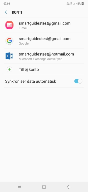 Vælg din Google konto