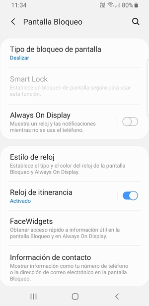Seleccione Tipo de bloqueo de pantalla