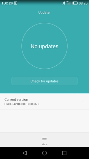 If your phone is up to date, you will see the following screen.