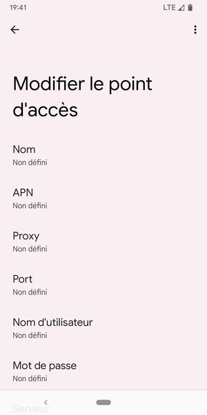 Saisissez les informations Internet