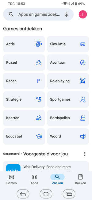 Selecteer de zoekbalk