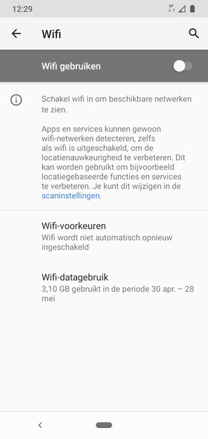Schakel Wifi gebruiken in