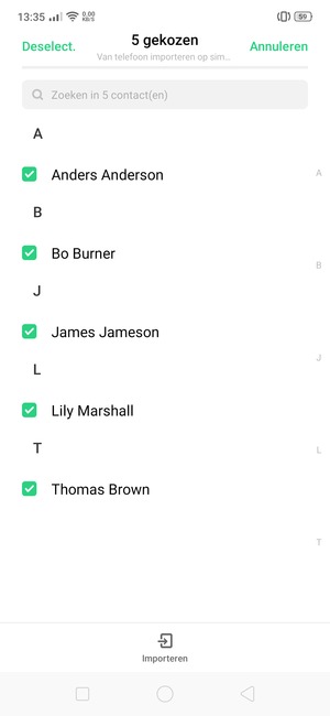 Selecteer Importeren