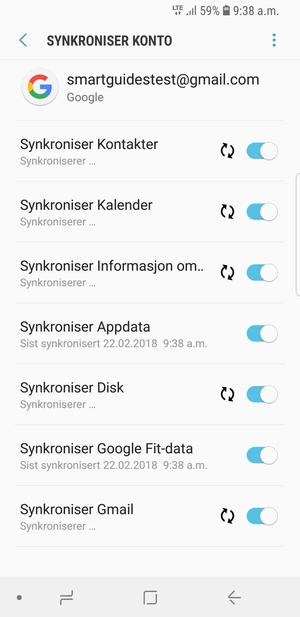 Din informasjon blir synkronisert