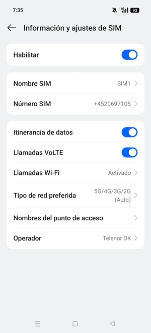 Activar o desactivar Itinerancia de datos