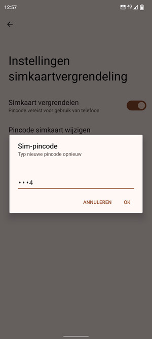 Bevestig uw nieuwe sim-pincode en selecteer OK