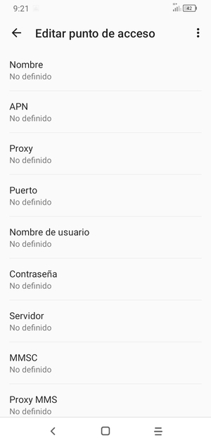 Introduzca la información de Internet