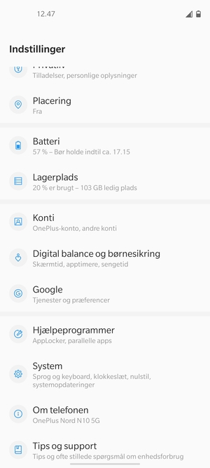 Scroll til og vælg System