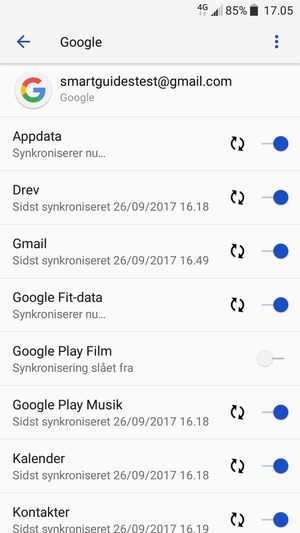 Dine oplysninger vil blive synkroniseret