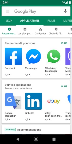 Sélectionnez la barre de Recherche