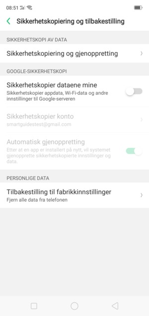 Slå på Sikkerhetskopier dataene mine