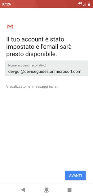 Scegli un nome per il tuo account e seleziona AVANTI