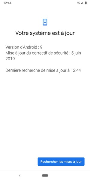 Si votre téléphone est à jour, vous verrez l'écran suivant