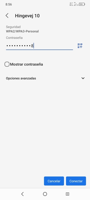 Introduzca la contraseña de Wi-Fi y seleccione Conectar