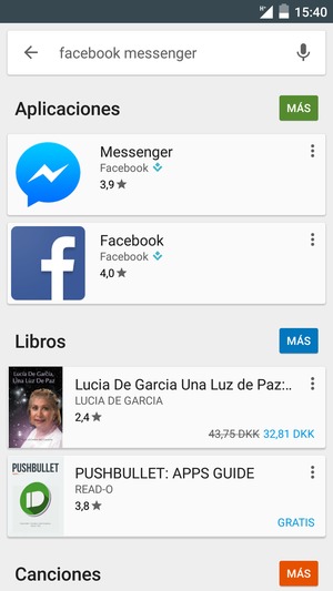 Seleccione la aplicación