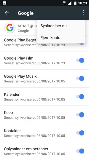 Vælg Synkroniser nu