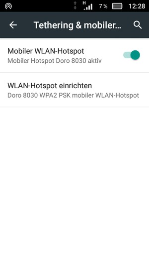 Ihr Handy ist jetzt für die Verwendung als Modem eingerichtet
