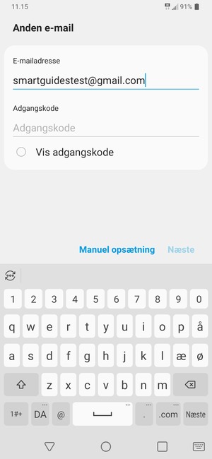 Indtast din Gmail adresse og vælg Næste