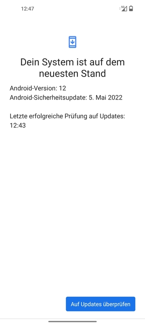 Falls Ihr Handy aktualisiert ist, wird Ihnen der folgende Bildschirm angezeigt