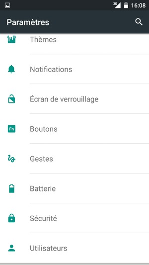 Faites défiler et sélectionnez Batterie