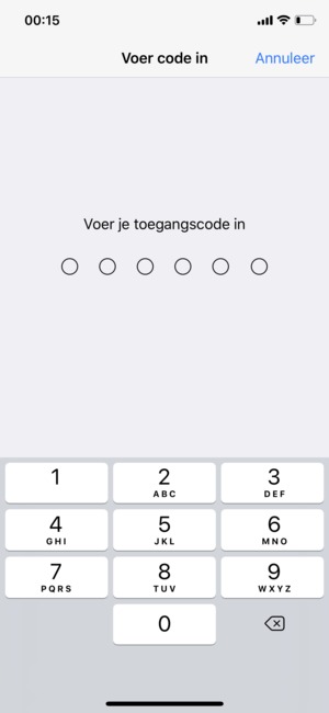 Voer uw toegangscode in als deze geactiveerd is op uw telefoon