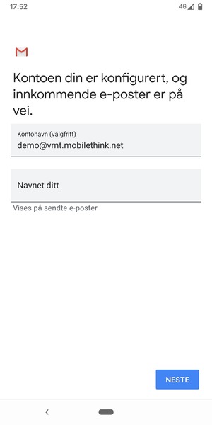 Gi kontoen din et navn, og skriv inn navnet ditt. Velg NESTE