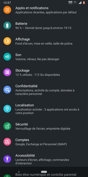 Faites défiler et sélectionnez Localisation