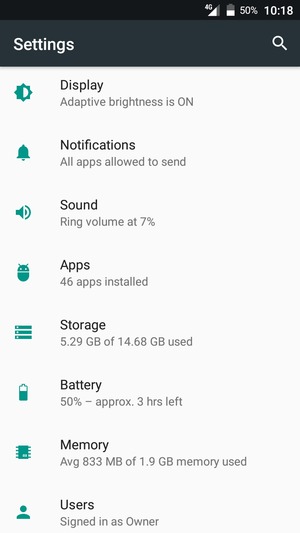 Return to the Settings menu and scroll to and select Battery
