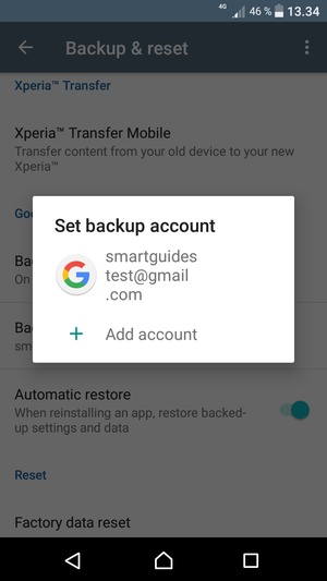 Select your backup account