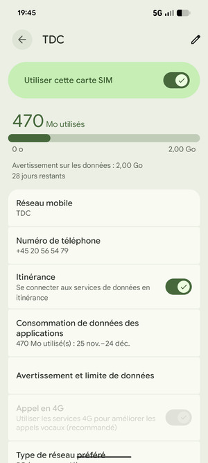 Activer ou désactiver Itinérance