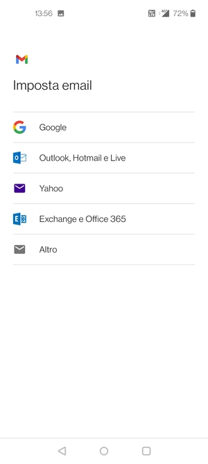 Seleziona Exchange e Office 365