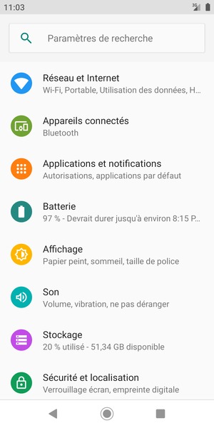 Sélectionnez Réseau et Internet