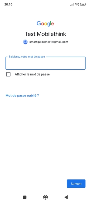 Saisissez votre mot de passe Gmail et sélectionnez Suivant