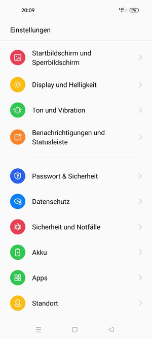 Scrollen Sie und wählen Sie Passwort & Sicherheit