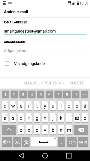 Indtast din Gmail adresse og vælg Næste