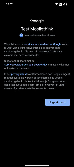 Selecteer Ik ga akkoord