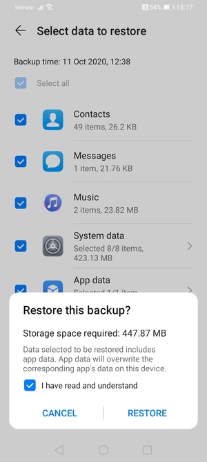 Select RESTORE
