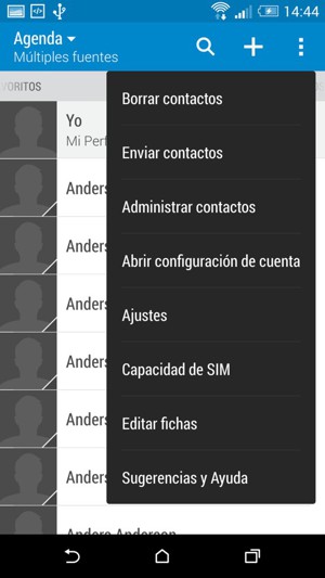 Seleccione Administrar contactos