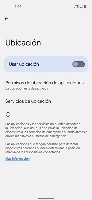 Desactive Usar ubicación