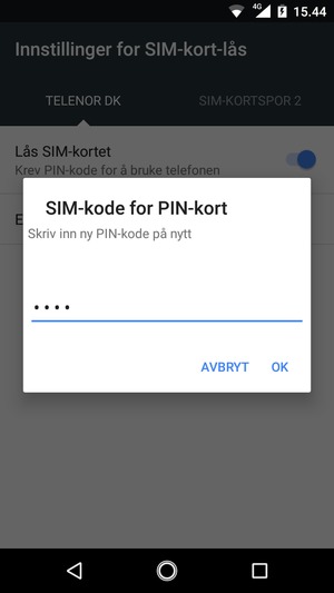 Bekreft din nye PIN-kode for SIM-kort og velg OK