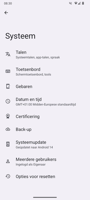 Selecteer Systeemupdate