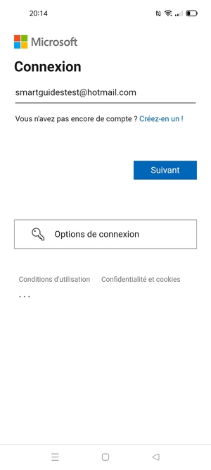 Saisissez votre adresse e-mail et sélectionnez Suivant