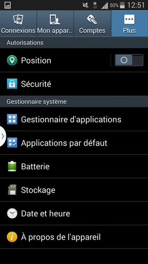 Sélectionnez Sécurité
