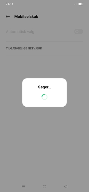 Afvent at søgningen er afsluttet