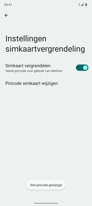 Uw Sim-pincode is gewijzigd