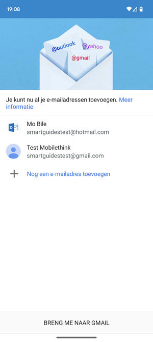 Selecteer BRENG ME NAAR GMAIL